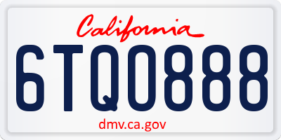 CA license plate 6TQO888