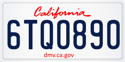 CA license plate 6TQO890