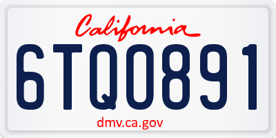 CA license plate 6TQO891