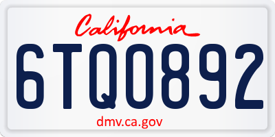 CA license plate 6TQO892