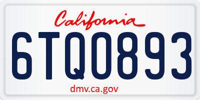 CA license plate 6TQO893