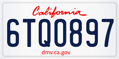 CA license plate 6TQO897