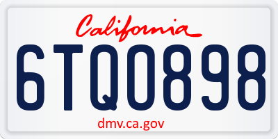 CA license plate 6TQO898