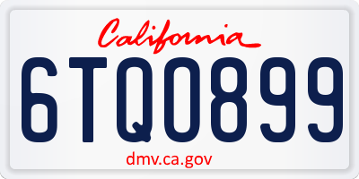 CA license plate 6TQO899