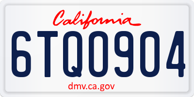 CA license plate 6TQO904