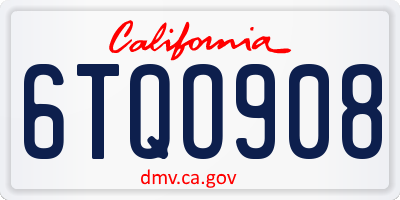 CA license plate 6TQO908