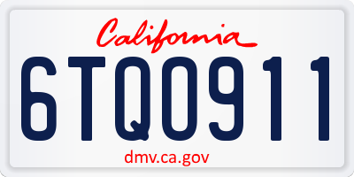 CA license plate 6TQO911