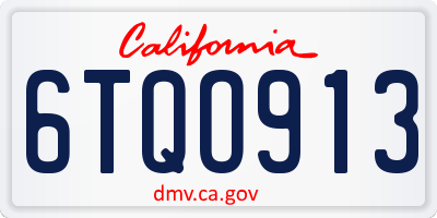 CA license plate 6TQO913
