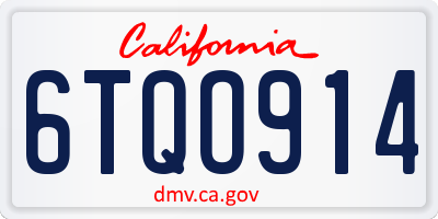 CA license plate 6TQO914