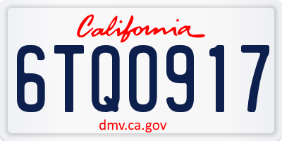 CA license plate 6TQO917