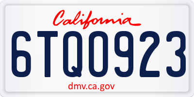 CA license plate 6TQO923