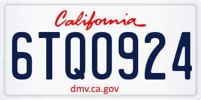 CA license plate 6TQO924