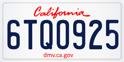 CA license plate 6TQO925