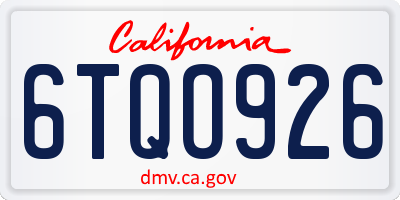 CA license plate 6TQO926