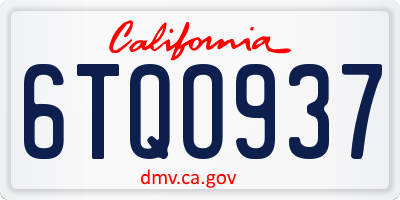 CA license plate 6TQO937