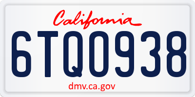 CA license plate 6TQO938