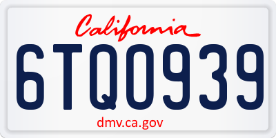 CA license plate 6TQO939