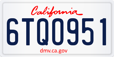 CA license plate 6TQO951