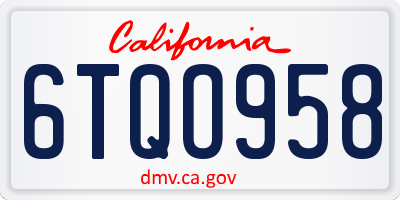 CA license plate 6TQO958