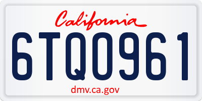 CA license plate 6TQO961