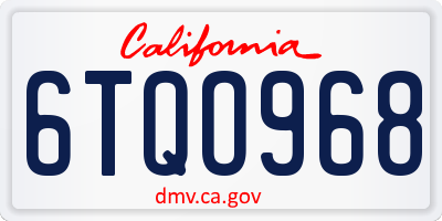 CA license plate 6TQO968