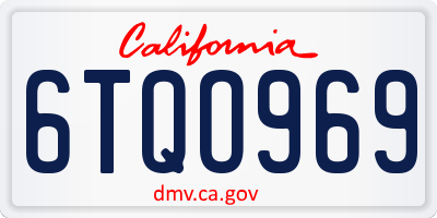 CA license plate 6TQO969