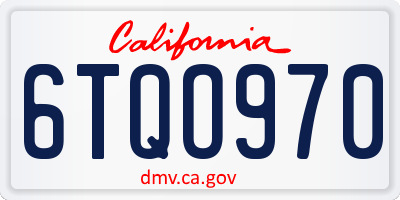 CA license plate 6TQO970