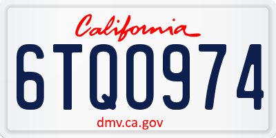 CA license plate 6TQO974