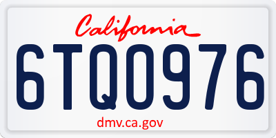 CA license plate 6TQO976