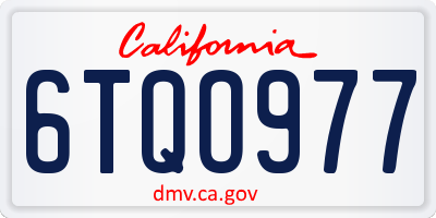 CA license plate 6TQO977