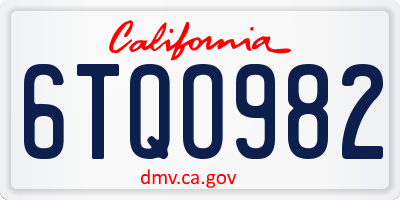 CA license plate 6TQO982