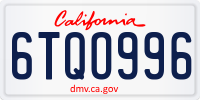 CA license plate 6TQO996