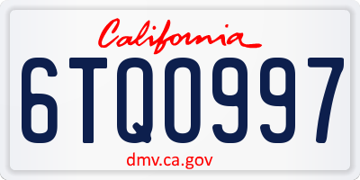 CA license plate 6TQO997