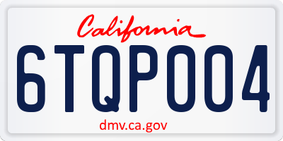 CA license plate 6TQP004