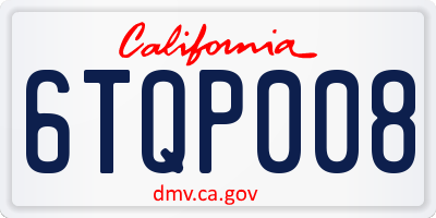 CA license plate 6TQP008