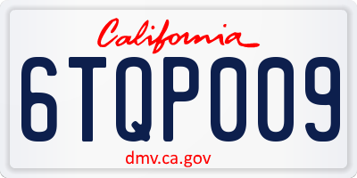 CA license plate 6TQP009