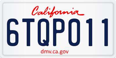 CA license plate 6TQP011