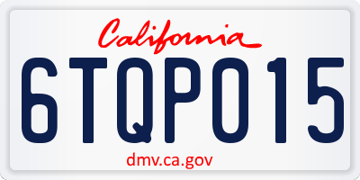 CA license plate 6TQP015