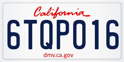 CA license plate 6TQP016