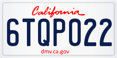 CA license plate 6TQP022