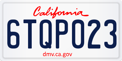 CA license plate 6TQP023