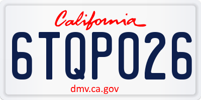 CA license plate 6TQP026