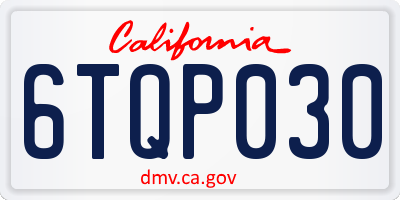 CA license plate 6TQP030