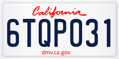 CA license plate 6TQP031