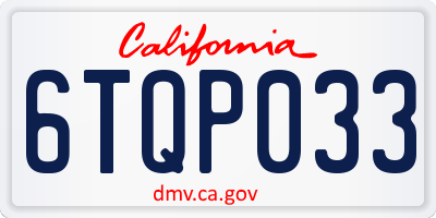 CA license plate 6TQP033