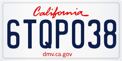 CA license plate 6TQP038