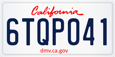 CA license plate 6TQP041