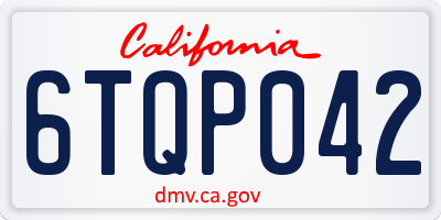 CA license plate 6TQP042