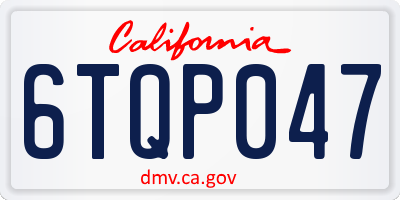 CA license plate 6TQP047