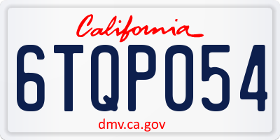 CA license plate 6TQP054